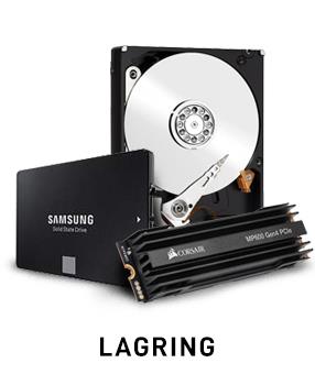 Lagring, SSD, harddisk og tilbehør